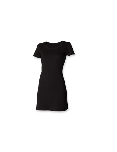 Skinnifit SK257 - Damen T-Shirt Kleid  Farben:Schwarz